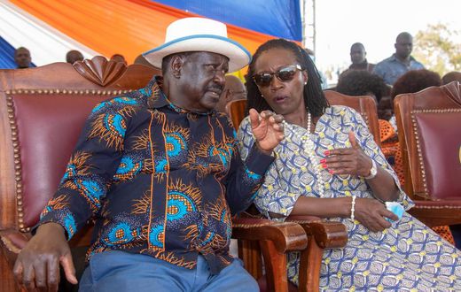 Raila Odinga and other Azimio la Umoja leaders during a rally in Kisumu