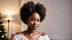 AI-generated image of a very beautiful African lady unpacking gifts