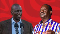 A collage of President William Ruto and Azimio leader Raila Odinga