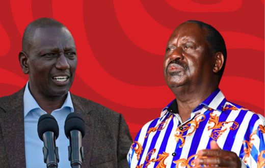 A collage of President William Ruto and Azimio leader Raila Odinga