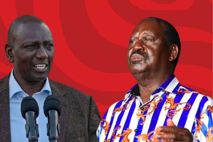 A collage of President William Ruto and Azimio leader Raila Odinga