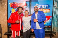 Fathermoh (Left) poses with Chrome Trademark Brand Manager LilianMbugua and performing artiste Ndovu Kuu (Right) at his unveil event.