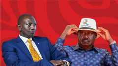 A collage of President William Ruto and Raila Odinga