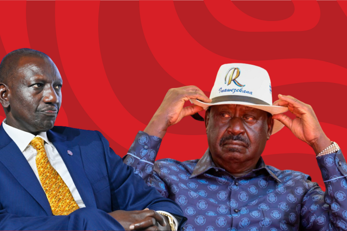 A collage of President William Ruto and Raila Odinga