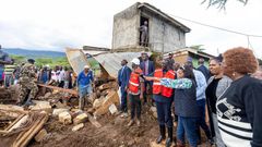 President William Ruto with Nakuru Governor Susan Kihika and Senator Tabitha Karanja assessing the situation at Mai Mahiu on April 30, 2024 following flooding tragedy
