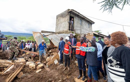 President William Ruto with Nakuru Governor Susan Kihika and Senator Tabitha Karanja assessing the situation at Mai Mahiu on April 30, 2024 following flooding tragedy