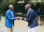 Nairobi county governor Johnson Sakaja with President William Ruto at The Deliverance Church Langata on Sunday, October 01