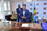 Health Cabinet Secretary Susan Wafula Nakhumicha with her predecessor Mutahi Kagwe