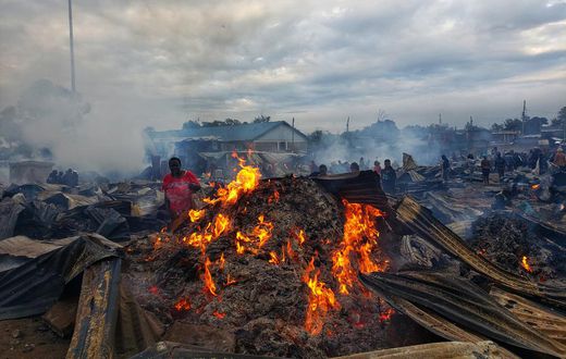 The aftermath of a fierce fire that razed through Toi market in Kibra, reducing several stalls to ashes and leaving traders counting losses on June 11, 2023