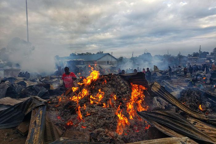 The aftermath of a fierce fire that razed through Toi market in Kibra, reducing several stalls to ashes and leaving traders counting losses on June 11, 2023