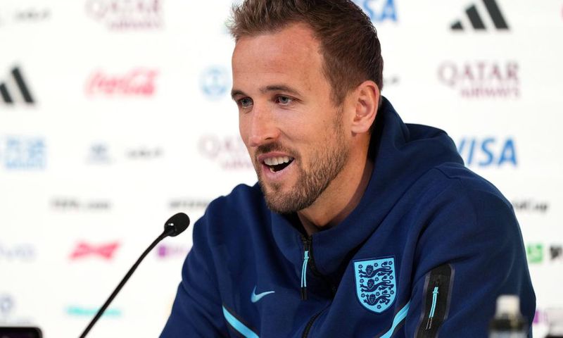 Harry Kane during a press conference at the Main Media Centre in Doha on December 3, 2022.