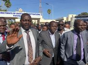 Dr Fred Matiang'i leaving the DCI headquarters after grilling