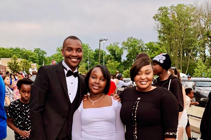Samidoh, Edday Nderitu and their daughter during her graduation in the U.S.