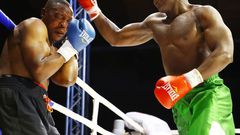 Karim Mandonga in action against Daniel Wanyonyi at the KICC