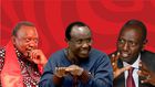 A collage of former President Uhuru Kenyatta, David Ndii, and President William Ruto