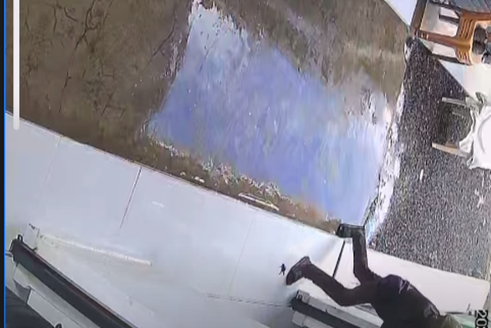 A screengrab of CCTV video showing how a thief stole at Cebbie Koks's shop in Kisumu