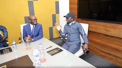 Sports CS Ababu Namwamba with Interior Principal Secretary Raymond Omollo during a breakfast meeting with the Kenya Police Bullets and Police FC at Ole Sereni Hotel