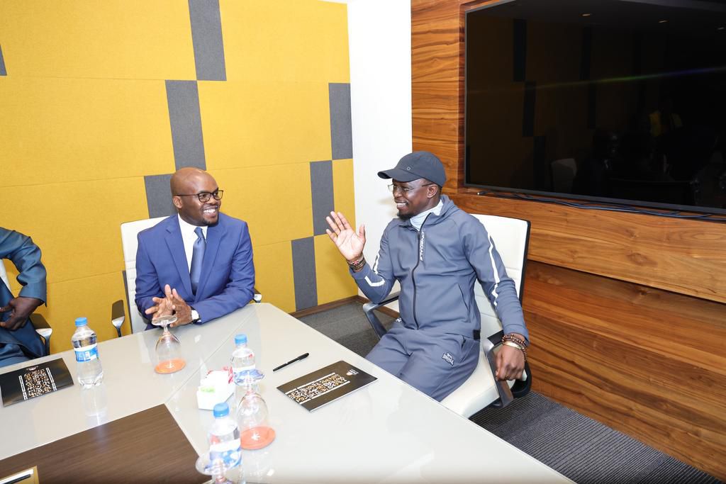 Sports CS Ababu Namwamba with Interior Principal Secretary Raymond Omollo during a breakfast meeting with the Kenya Police Bullets and Police FC at Ole Sereni Hotel