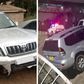 A Toyota Prado that got involved in an accident after kidnapping its occupants