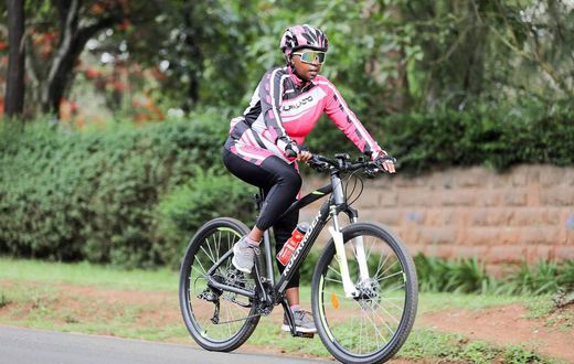 Mama Rachel Ruto with her cycling club