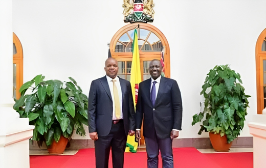 File image of Kitui East Member of Parliament Nimrod Mbai with President William Ruto
