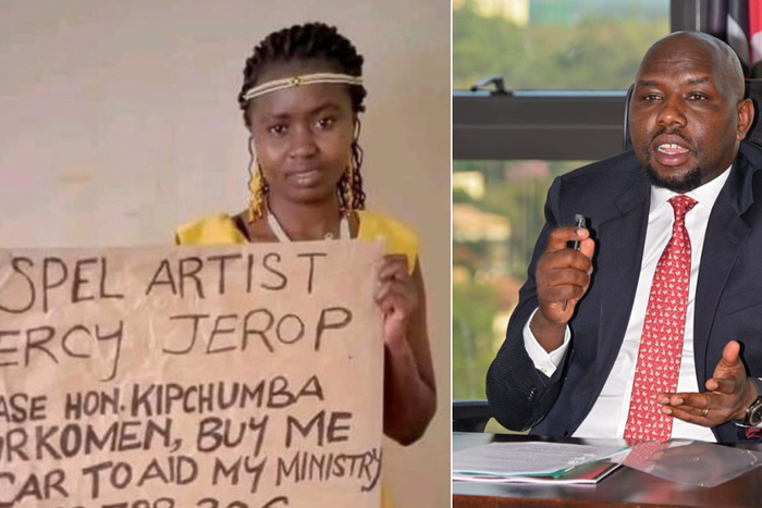 A collage of Mercy Jerop and CS Murkomen
