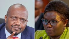 A collage of CS Moses Kuria and Meru Governor Kawira Mwangaza