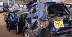 Car involved in an accident along the Nairobi-Nakuru Highway