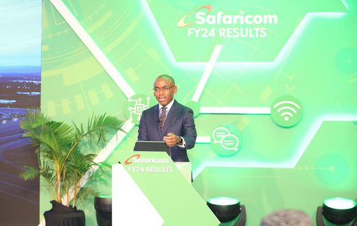 Safaricom CEO Peter Ndegwa speaking during the release of the FY24 results on May 9, 2024