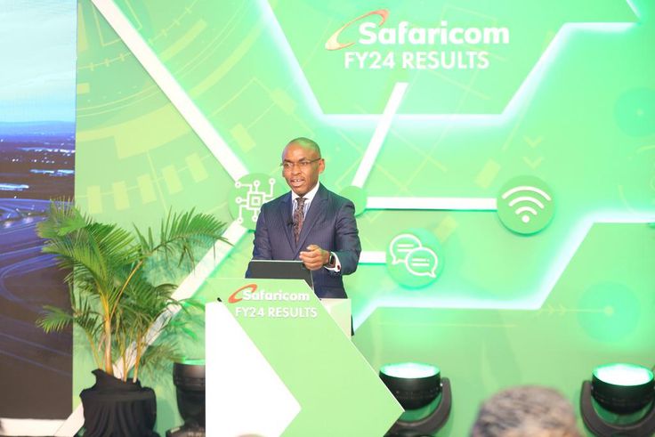 Safaricom CEO Peter Ndegwa speaking during the release of the FY24 results on May 9, 2024