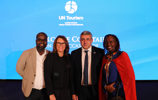 KTB PR and Corporate Communications Manager Wausi Walya, UNWTO Secretary-General Zurab Pololikashvili, UNWTO Regional Director for Africa Elcia Grandcourt and Kojo Bentum from Voyages Afriq Media Limited during the meeting of the UNWTO Committee on Tou...