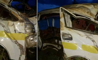 The matatu involved in an accident at Koroma area along the Ngaru-Gatuto road in Kirinyaga County on the night of Saturday, March 23