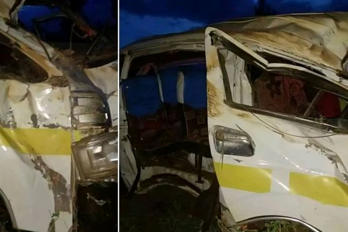 The matatu involved in an accident at Koroma area along the Ngaru-Gatuto road in Kirinyaga County on the night of Saturday, March 23
