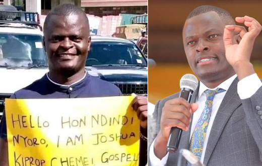 Joshua Kiprop Chemei (left) and Kiharu MP Ndindi Nyoro