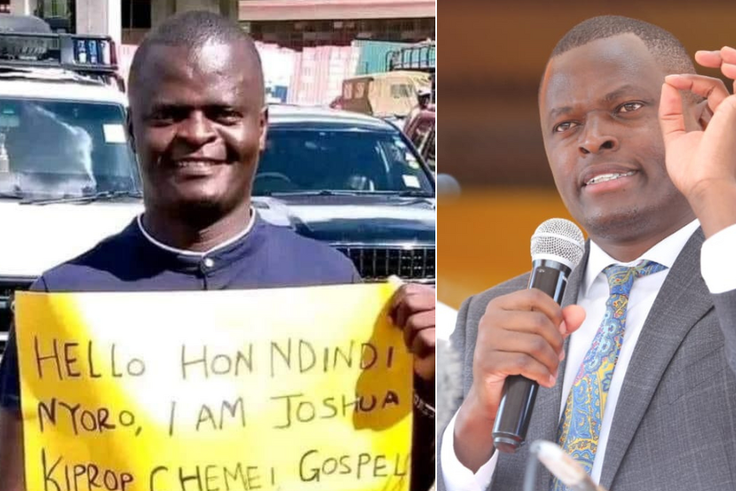 Joshua Kiprop Chemei (left) and Kiharu MP Ndindi Nyoro