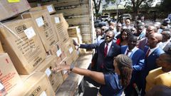 Governor Johnson Sakaja inspects drugs on February 14, 2023.