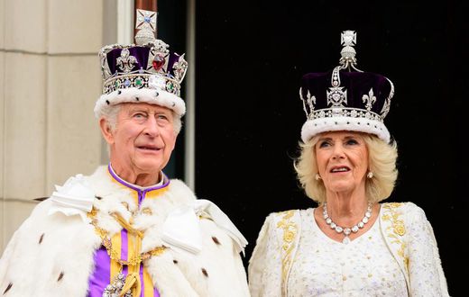 King Charles III and Queen Camilla on the balcony of Buckingham Palace after their coronation.Leon Neal/Getty Images