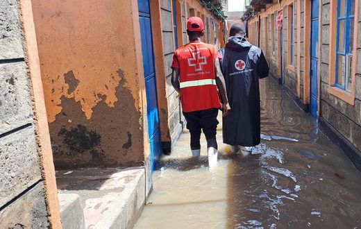 The Kenya Red Cross Society disaster response team at Kware, Nairobi on April 13, 2024