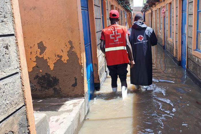 The Kenya Red Cross Society disaster response team at Kware, Nairobi on April 13, 2024