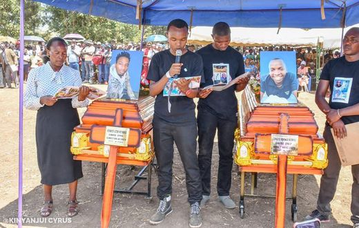 The burial of two brothers in Kiamanyeki Village in Mwea East Sub-County,