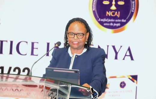Chief Justice Martha Koome speaking during the launch of the Administration of Justice in Kenya