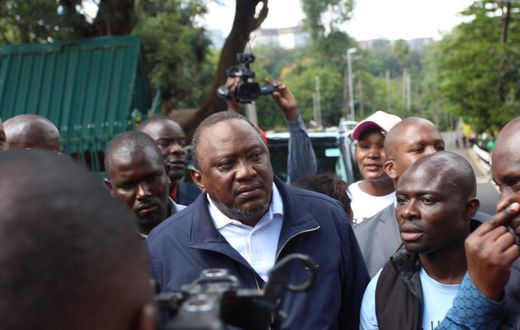 Former President Uhuru Kenyatta at Jubilee party headquarters on April 26, 2023