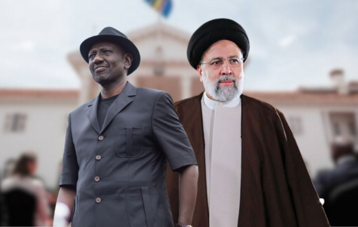 A collage of President William Ruto and Iranian President Ebrahim Raisi