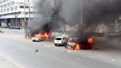 Vehicles burnt outside Qaffee Point Mombasa