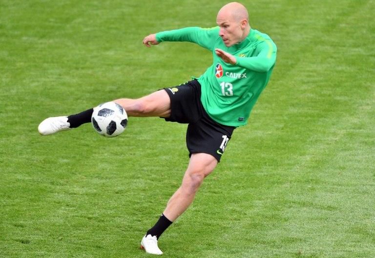 Australia midfielder Aaron Mooy trains in Kazan