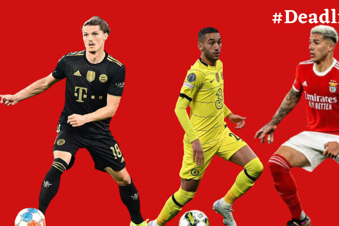 From left: Marcel Sabitzer, Hakim Ziyech and Enzo Fernandez