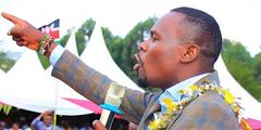 South Mugirango MP Sylvanus Osoro speaking at an a NGAAF event which was marred by chaos in Bomet County on October 28, 2023