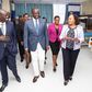 President William Ruto, Deputy President Rigathi Gachagua and Governor Anne Waiguru during the launch of the Kerugoya Referral Hospital, Kirinyaga County on June 13, 2023