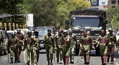 Anti-riot police in Nairobi CBD