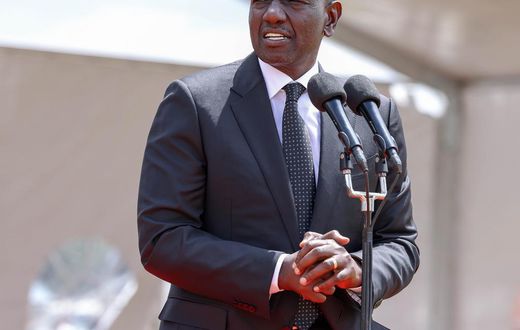 President William Ruto speaking during the marathon champion's funeral service in Chepkorio
